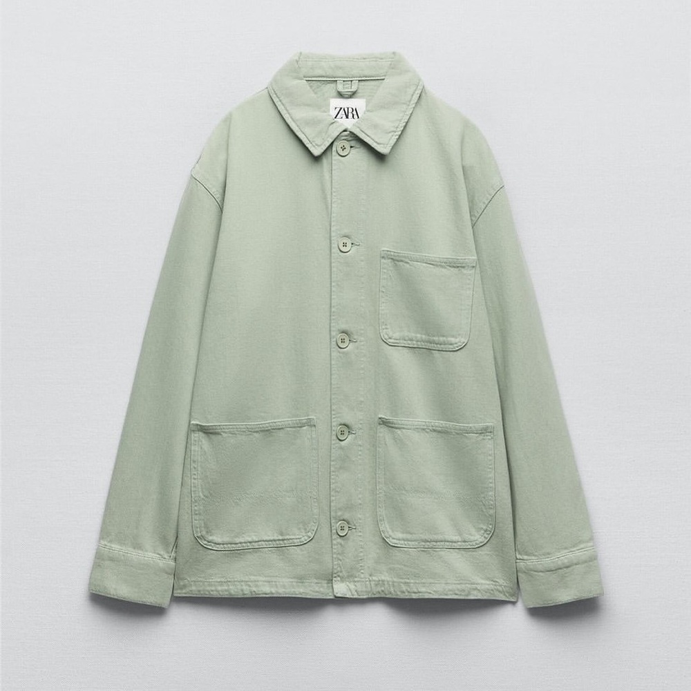 Zara The Victoria Overshirt Relaxed Indie Fit Green Medium